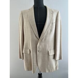 Vintage Mr Sid Silk & Wool Bespoke Suit Jacket Blazer Pale Yellow Beige 40 SG